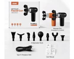MDHL Massage Gun - Fascial Gun - Massage Gun mini - Incl. 9 opzetstukken - Massage Apparaat - Spier massage - Spierherstel en Relax massage - Draadloos - Oranje/Zwart