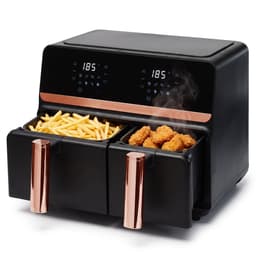 Cheqo® Dubbele Airfryer XXL - Heteluchtfriteuse Rosegoud - Dual Zone met Twee Kookvakken - Dubbele Mand - Hetelucht Friteuse met Touchscreen - Digitale Airfryer voor Gezin - Frituurpan zonder Olie - Snackpan Rose Gold met Grillplaat — thumbnail 1