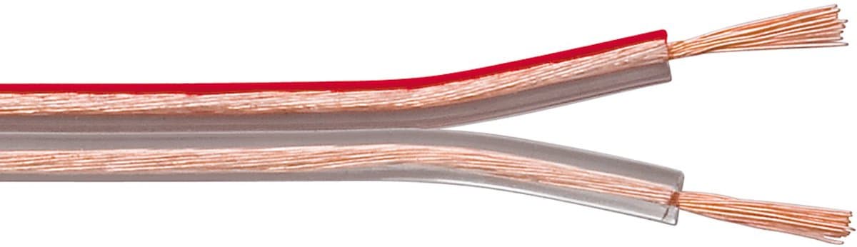 Goobay Luidsprekerkabel 10 m transparant, 2 x 0,75 mm² OFC-koper met polariteitsmarkering, flexibele PVC-mantel, voor hifi-systemen en luidsprekers — afbeelding 1