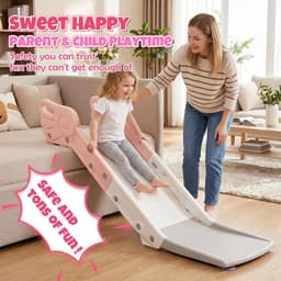 Bankglijbaan voor kinderen, kinderglijbaan voor bank en bed, indoor speelglijbaan voor jongens en meisjes jaar (lichtroze) — thumbnail 3