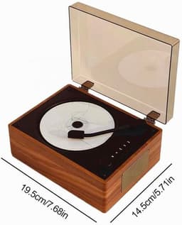 Draagbare cd-speler met Bluetooth en luidspreker, kleine retro dvd-speler met afstandsbediening, ondersteunt USB/AUX/Type-C, oplaadbare muziekspeler, 3,5 mm AUX desktop cd-speler (bruin) — thumbnail 5