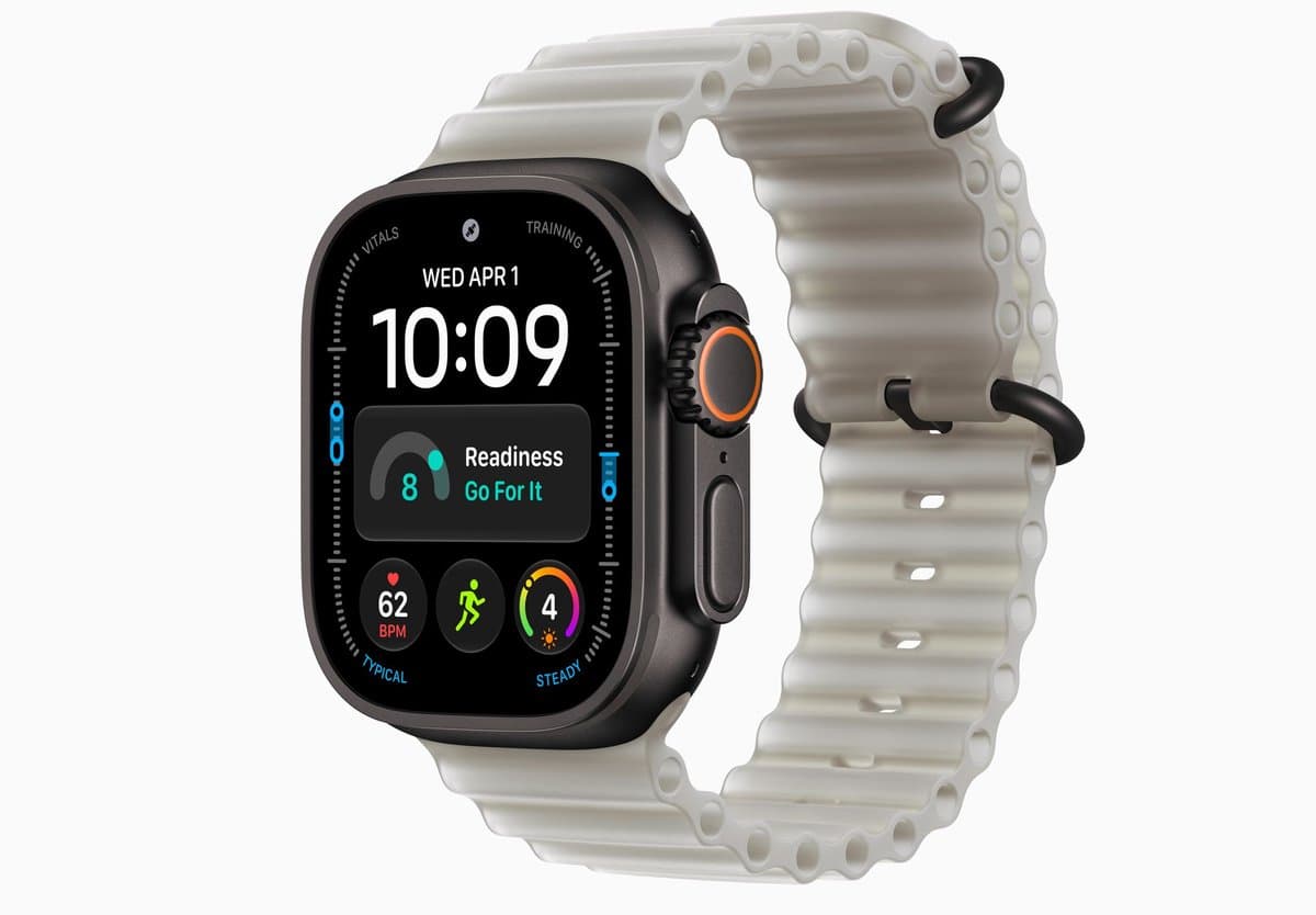Apple Watch Ultra 4 - 49 mm - Zwart titanium - Licht Ocean bandje — afbeelding 1