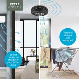 Varin® Smart Ventilator - Bamboe Zwart - Tuya Wifi - Ø 50cm - 18W Plafondventilator met verlichting - Smart lamp slaapkamer - Plafonniere kinderkamer - Plafondlampen industrieel - Plafond lamp - Afstandsbediening - Plafond ventilator — thumbnail 2