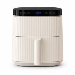 Vivid Green Airfryer 5L – Tot 5 Personen – 12 Programma's – Ribbeldesign – Vaatwasserbestendig – PFAS-vrij – Crème — thumbnail 1