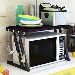 Mikrowave Houten Rek met Haken - Kookgerei en Opslagrek voor Keuken (57 x 38 x 38 cm) — thumbnail 3