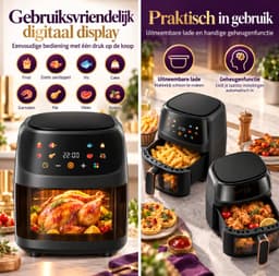 Zolara Heteluchtfriteuse 8 liter - 2400 W - Digitale Airfryer met Kijkvenster, 8 Automatische Programma's en 360° Heteluchtcirculatie — thumbnail 2