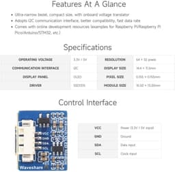 OLED-displaymodule - 0,49 inch - 64x32 - I2C — thumbnail 5