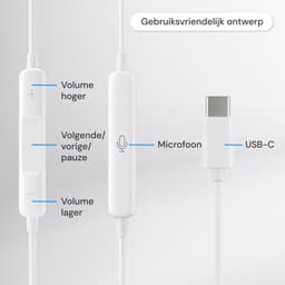 Nuvance Oortjes met Draad - Bedrade Oordopjes - USB-C Oortjes - Oordopjes met Draad en Microfoon - In-Ear Oordopjes - Wit — thumbnail 5