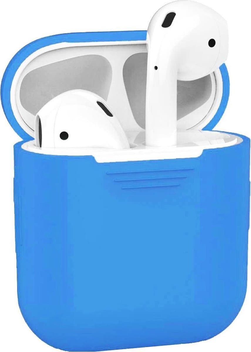 Hoesje - Geschikt voor Apple Airpods 2 - Siliconen Hoes met Clip - Silicone Case Cover - Blauw — afbeelding 1