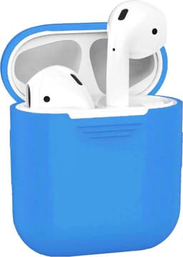 Hoesje - Geschikt voor Apple Airpods 2 - Siliconen Hoes met Clip - Silicone Case Cover - Blauw — thumbnail 1