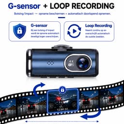 Hayris Dashcam voor en Achter - 4K Dual Lens - Nachtzien - ADAS - WiFi - GPS - G-Sensor - IPS Scherm — thumbnail 4