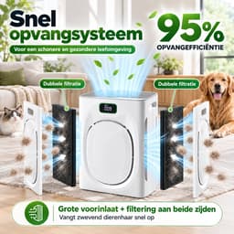 Lapamax Luchtreiniger met HEPAfilter H13 voor Huisdieren-Huisdiermodus-CADR 295 m³/u - Grote Luchtinlaat&Dubbelzijdige Filtratie -3-Laags Filtersysteem,Koolstoffilter & Wasbaar Voorfilter -25 dB Slaapstand-voor Woonkamer en Slaapkamer — thumbnail 2