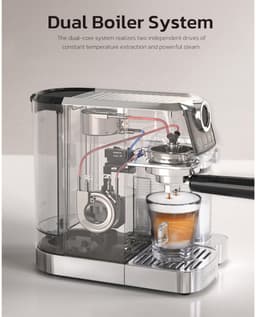 HiBREW H13A 3-in-1 semi-automatische koffiemachine, 6 koffiemodi, extractiedruk van 20 bar, verwijderbaar waterreservoir van 1,3 liter, handgreep van 51 mm aluminiumlegering, dubbel boilersysteem, 3 instelbare temperatuurniveaus — thumbnail 5