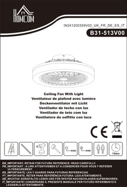 Plafondventilator met LED-verlichting-6 snelheden-afstandsbediening-wit — thumbnail 2