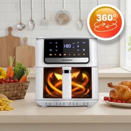 Airfryer, heteluchtfriteuse, 1700 W, 6,5 l, friteuse, 8 programma's, touchscreen, wit — thumbnail 3