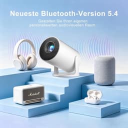 Mini Beamer - 1280 x 720 Resolutie Android 14 - 8000 Lumen Lichtsterkte - Draagbaar Wit - Smart Projector — thumbnail 4