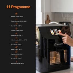 Heteluchtfriteuse XXL 8L, 40 geïntegreerde recepten, 11 programma's, 80-200 °C en timer, wifi-app en touchscreen-bediening, grote lade, antiaanbaklaag, airfryer zonder olie voor het gezin — thumbnail 5