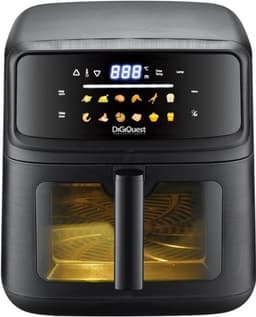 Heteluchtfriteuse Luchtfriteuse - 10 Liter Capaciteit - 2100 Watt Vermogen - Kunststof Materiaal - Zwart Kleur - Voor Bakken En Grillen — thumbnail 1