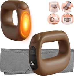 Diepe spiermassagegun met verwarmingsfunctie, instelbare intensiteit en snelheid, oplaadbaar, geschikt voor sporters en iedereen (bruin). — thumbnail 1