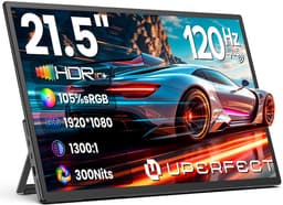 UPERFECT Draagbare monitor 21,5 inch 120 Hz gamingmonitor 1920 × 1080 FHD IPS USB-C & Mini-HDMI-poort met geïntegreerde standaard, tweede scherm voor laptop/telefoon/spelconsole, VESA-montage mogelijk — thumbnail 1