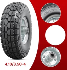 SnelShoppen - 10" Vaste Banden, Platvrije 4.10/3.5-4" Wielen met 5/8" Asboorgat en Dubbel Sealed Lagers voor Handkar, Tuinwiel, Grasmaaier (Zilver, 2 — thumbnail 2