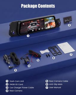Dashcam spiegel 1080P 4 kanalen 64GB WiFi nachtzicht — thumbnail 5