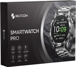 Siltcon® Smartwatch Heren Pro - 1,46" Sporthorloge - Horloge Heren - Stappenteller - Bloeddrukmeter - Hartslagmeter - Saturatiemeter - Slaapmonitor - Belfunctie - 100+ Sport - Zaklamp - Elke Pols - Geschikt voor iOS/Android - Incl. 4 Bandjes — thumbnail 2