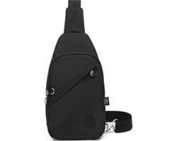 Bagwise® Sportieve Crossbody Tas / Slingbag – Compact – Waterafstotend – Anti-diefstal Vak – Unisex - S - 1239 Zwart