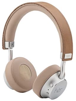 Draadloze on-ear Bluetooth hoofdtelefoon met microfoon, verstelbare beugel en draagtas - Beige/Nude — thumbnail 1