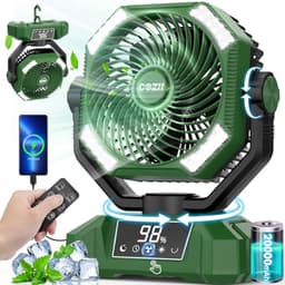 Oplaadbare Draagbare Ventilator met 20000 mAh - Oscillerend, 5 Snelheden, 8 Timerinstellingen, 3 Kleuren LED-lantaarn — thumbnail 3