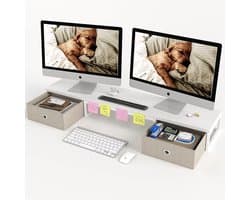 Dual Monitor Stand Riser met 2 laden - Opslag computer monitor standaard voor 2 schermen