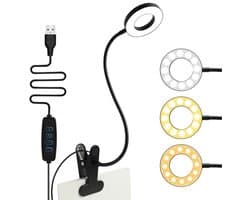 Leeslamp met klem - 360° Flexibele LED met 3 Lichtmodi en 10 Helderheidsniveaus voor E-readers en Bureaus