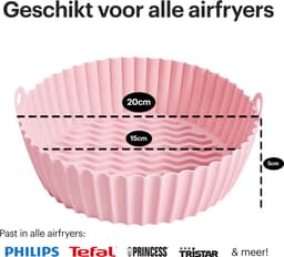 HipWare - Airfryer Siliconen mandje - Antiaanbaklaag - Vaatwasserbestendig - Rond - Roze — thumbnail 4