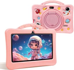 Gloovon® - Kindertablet - 7 Inch - 1G RAM - 16GB opslagruimte - Android 14 - Ouderlijk Toezicht - Kindertablet vanaf 3 jaar - 2200mAh - Tablet - Inclusief beschermhoes en screenprotector - Roze — thumbnail 1