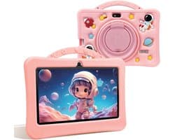 Gloovon® - Kindertablet - 7 Inch - 1G RAM - 16GB opslagruimte - Android 14 - Ouderlijk Toezicht - Kindertablet vanaf 3 jaar - 2200mAh - Tablet - Inclusief beschermhoes en screenprotector - Roze