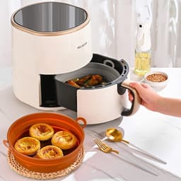 Geschikt voor Airfryer Accessoires Bakmand Vervangende Binnentank Vierkante Siliconen Pan - Grijs Rond — thumbnail 2