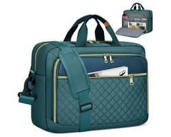 Laptoptas 17 inch Groen – Waterafstotende Laptop Schoudertas – Dames & Heren – Met Accessoirevakken & Verstelbare Band - Zakenreis - School - Cadeau - Tip