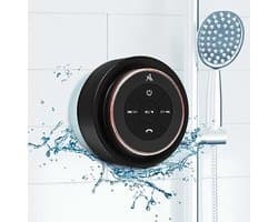 Verbeterde Bluetooth douchspeaker met IPX7 waterdichtheid, zuignap en haakclip, ingebouwde microfoon en helder geluid