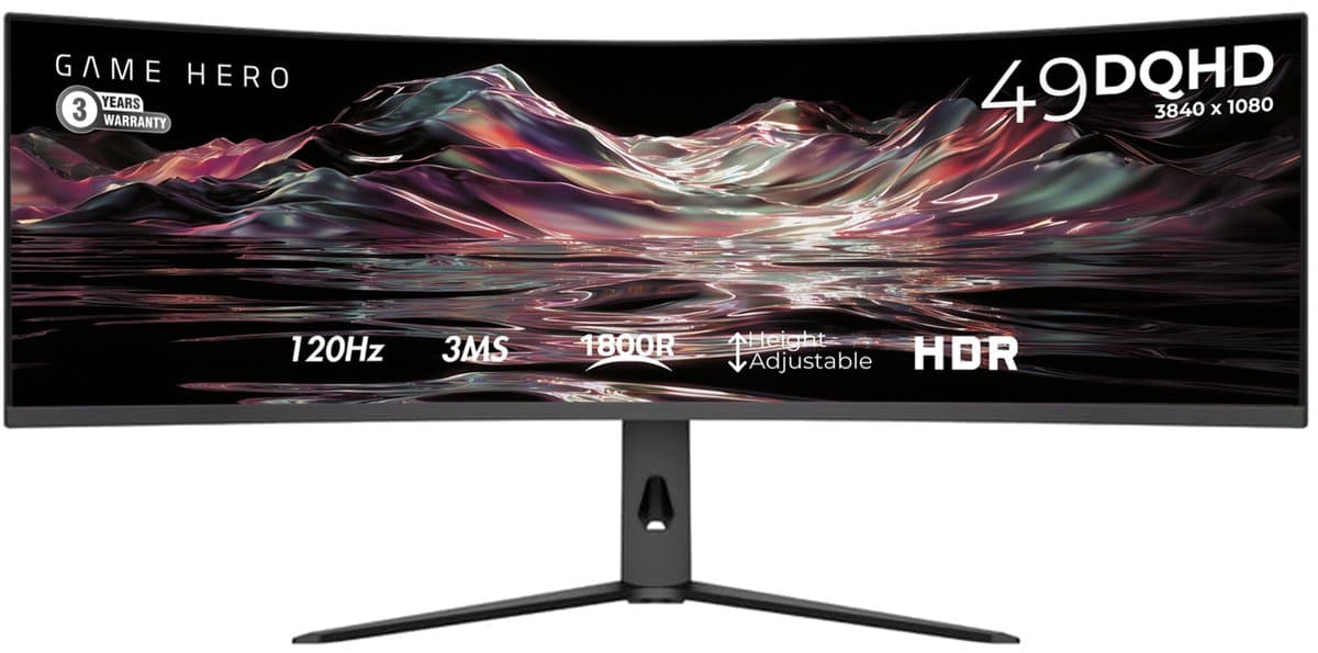 GAME HERO® 49 inch DQHD Curved Gaming Monitor - 120Hz - 3ms - VA (E-LED) — afbeelding 1