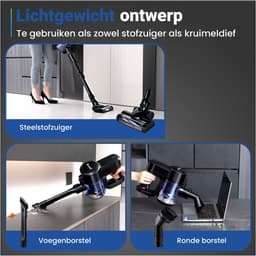 Saaf G80 Steelstofzuiger - 150W - Steelstofzuiger Draadloos - Stofzuiger Zonder Zak - 7-delige set met Buigbare Steel - 22kPa - Kruimeldief - Zwart — thumbnail 4