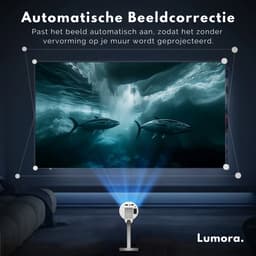Lumora® Pro Mini Beamer 2026 – Alles-in-één Smart TV Projector – 4K Ultra HD – Android 13 – WiFi 6 & Bluetooth 5.4 – Voor iOS & Android – Inclusief in hoogte verstelbare standaard – Wit — thumbnail 4