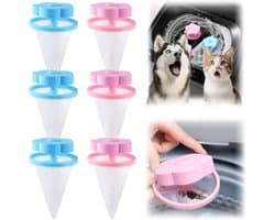 6-pack - Herbruikbare pluizenfilterzakken - Geschikt voor wasmachine en droger - 2-in-1 huisdierhaarverwijderaar - Drijfvermogen - Anti-verstopping pluizenopvang