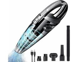 Stofzuiger - Draadloos - 120W Krachtige Zuigkracht en Natte & Droge Functie - 1 Stuk - Voor Huis, Kantoor, Auto Zwart