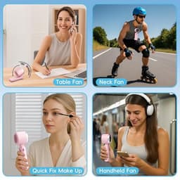 Draagbare Turbo-Handventilator met 5 Snelheden en LED-display - 4000 mAh, USB Oplaadbare Koelventilator voor Outdoor Activiteiten, Reizen en Werk, Roze — thumbnail 2