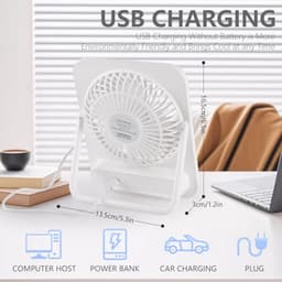 Opvouwbare USB-ventilator voor bureau en camping - 5 snelheden, 180 graden verstelbaar — thumbnail 3