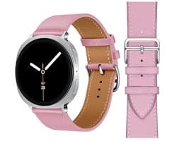 Stravo Premium Slank Leren Bandje - Geschikt voor Samsung Galaxy Watch 8 40mm / Samsung Galaxy Watch 8 44mm / Galaxy Watch 8 Classic 46mm Dun Leather Horlogebandje van Echt Leer met RVS Gesp voor Samsung smartwatches - Leer - Roze