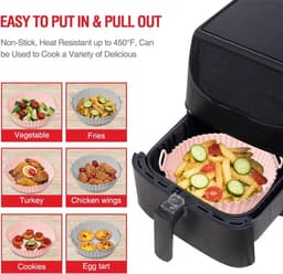 Daity 2 stuks Airfryer siliconen bakvormen, 8 inch Airfryer mandvoeringen, siliconen bakvormen, geschikt voor Airfryer oven, herbruikbare bakvormen ovenaccessoires (roze, grijs) — thumbnail 7