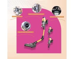 MPQU Draadloze Stofzuiger 55KPa Zuigkracht 550W Motor 3 Modi LED Scherm en Verwisselbare Batterij