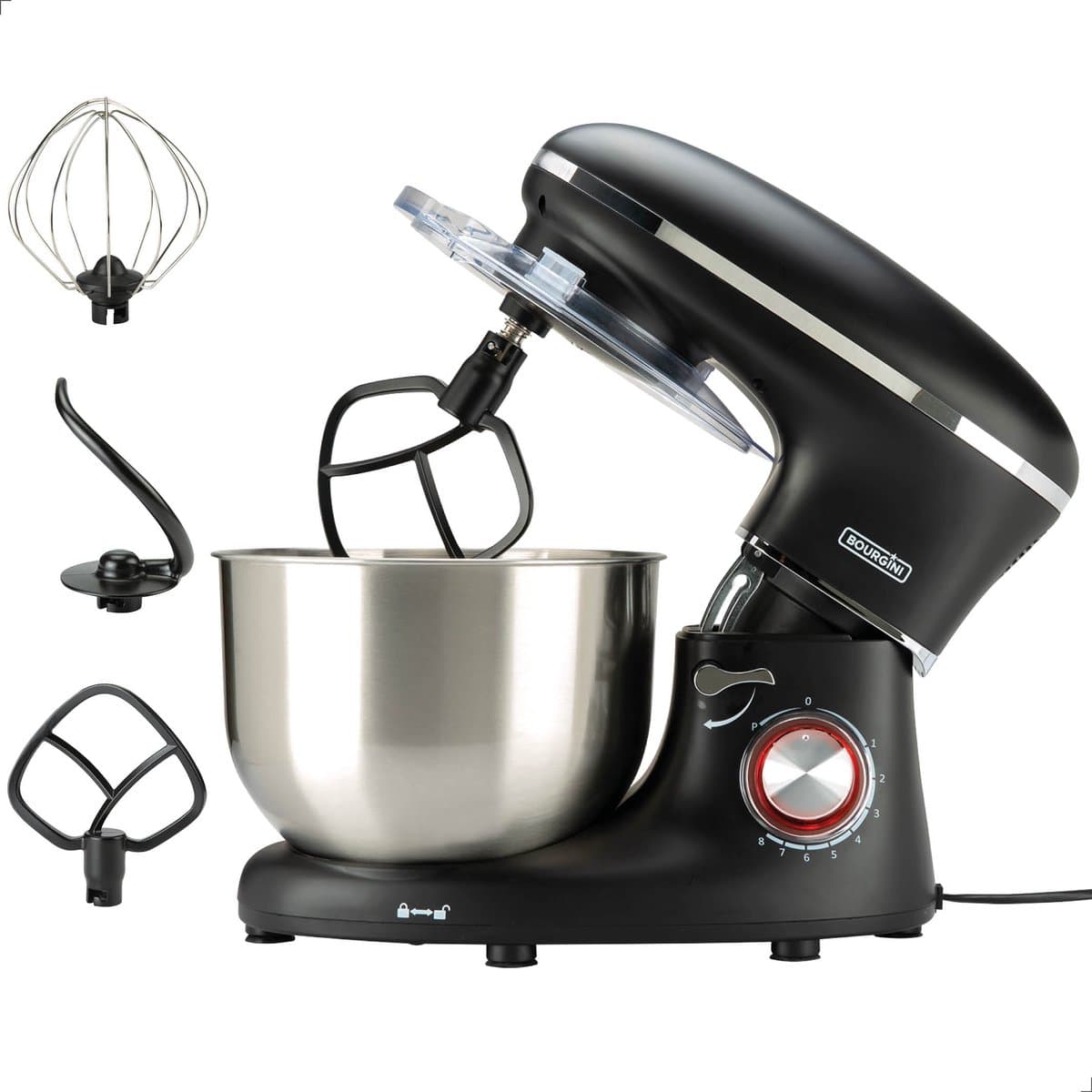 Bourgini Kitchen Chef Plus - XL Keukenmachine - 6.2L mengkom - Keukenrobot - 3 Accessoires - Keukenmixer - 1.2kg pizza/brooddeeg kneden — afbeelding 1
