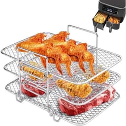 EXCITAT Grillrek - Droogrek - Grillrek van roestvrij staal - Stapelbaar - Geschikt voor het bereiden van biefstuk, kip, vis, spek, groenten en friet - Zilver — thumbnail 1